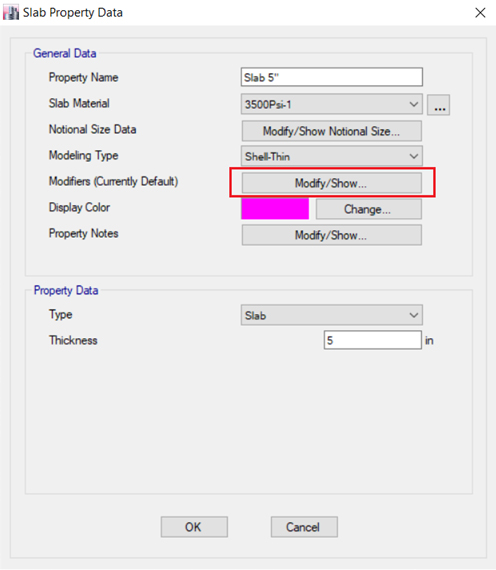 Modifiers (Current Default)- Modify/Show...